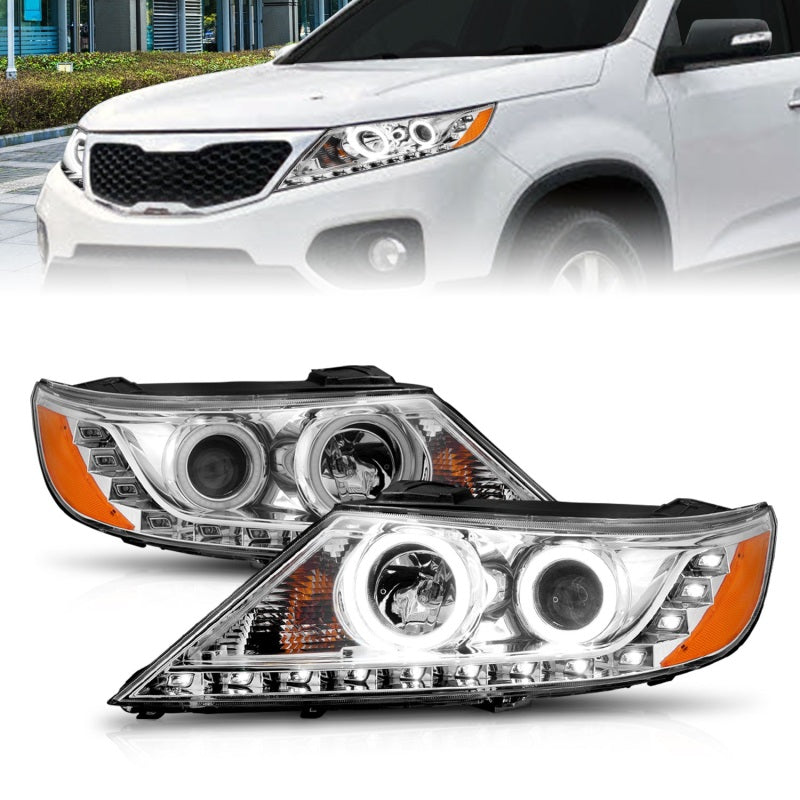 ANZO 2011-2013 Kia Sorento Projector Headlights w/ Halo Chrome (CCFL) ANZO 2011-2013 Kia Sorento Projector Headlights w/ Halo Chrome (CCFL)