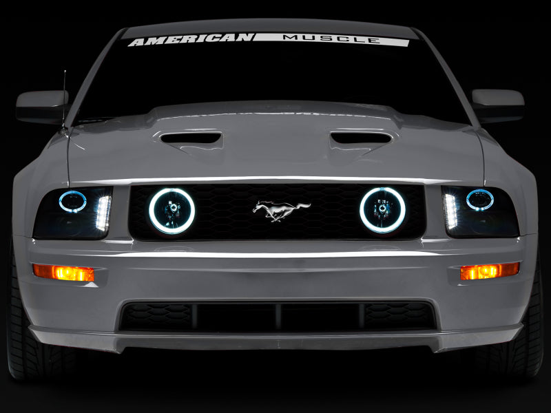 Raxiom 05-09 Ford Mustang w/ Halogen LED Halo Prjctr Headlights-Blk Hsng(Smoked Lens Exclude GT500) Raxiom 05-09 Ford Mustang w/ Halogen LED Halo Prjctr Headlights-Blk Hsng(Smoked Lens Exclude GT500)