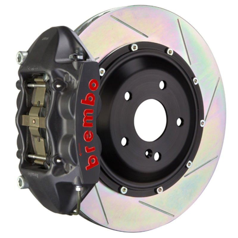 Brembo 08-15 Lancer Evo X Rear GTS BBK 4 Piston Cast 345x28 2pc Rotor Slotted Type-1-Black HA Brembo 08-15 Lancer Evo X Rear GTS BBK 4 Piston Cast 345x28 2pc Rotor Slotted Type-1-Black HA