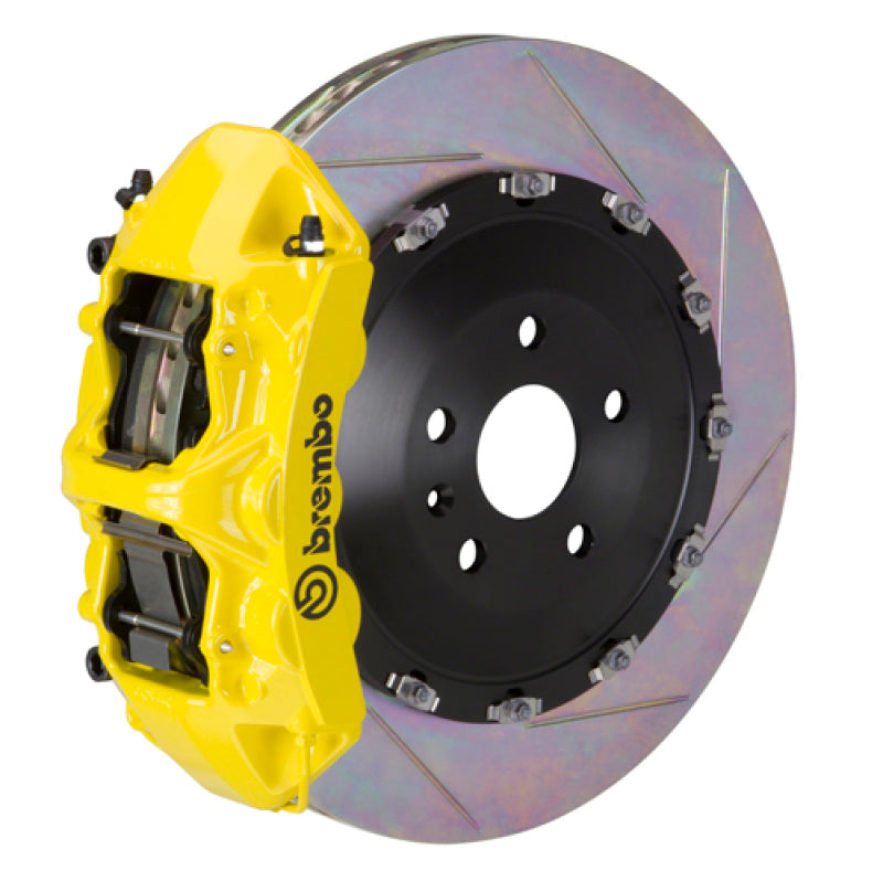Brembo 15-19 Macan Turbo Front GT BBK 6 Piston Cast 405x34 2pc Rotor Slotted Type1-Yellow Brembo 15-19 Macan Turbo Front GT BBK 6 Piston Cast 405x34 2pc Rotor Slotted Type1-Yellow
