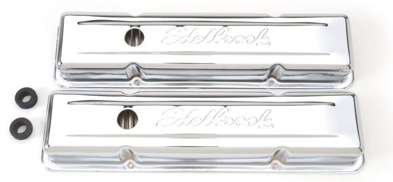 Edelbrock Valve Cover Signature Series Chevrolet 1959-1986 262-400 CI V8 Low Chrome Edelbrock Valve Cover Signature Series Chevrolet 1959-1986 262-400 CI V8 Low Chrome