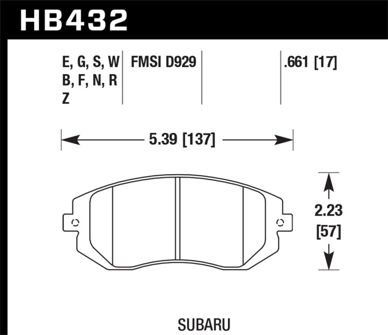 Hawk 03-05 WRX / 08 WRX D929 DTC-60 Race Front Brake Pads Hawk 03-05 WRX / 08 WRX D929 DTC-60 Race Front Brake Pads