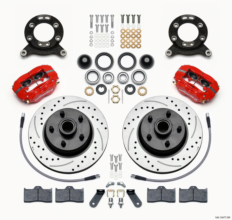 Wilwood Forged Dynalite-M Front Kit 11.30in 1 PC Rotor&Hub Drill-Red 1970-1973 Mustang Disc & Drum Wilwood Forged Dynalite-M Front Kit 11.30in 1 PC Rotor&Hub Drill-Red 1970-1973 Mustang Disc & Drum