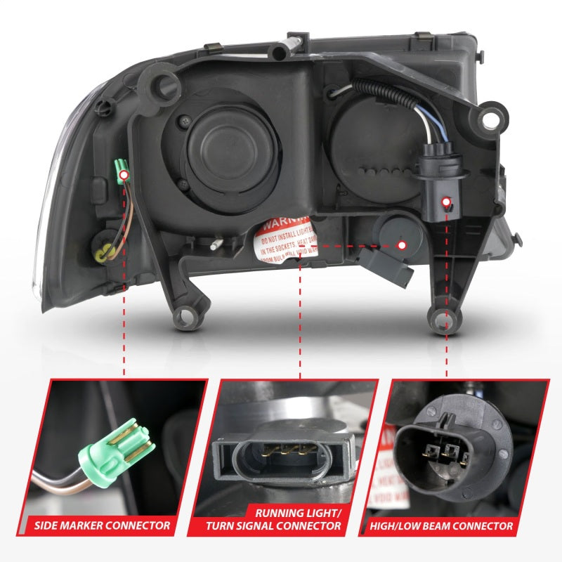 ANZO 97-04 Dodge Dakota/Durango Crystal headlight Set w/ Light Bar Chrome Housing ANZO 97-04 Dodge Dakota/Durango Crystal headlight Set w/ Light Bar Chrome Housing