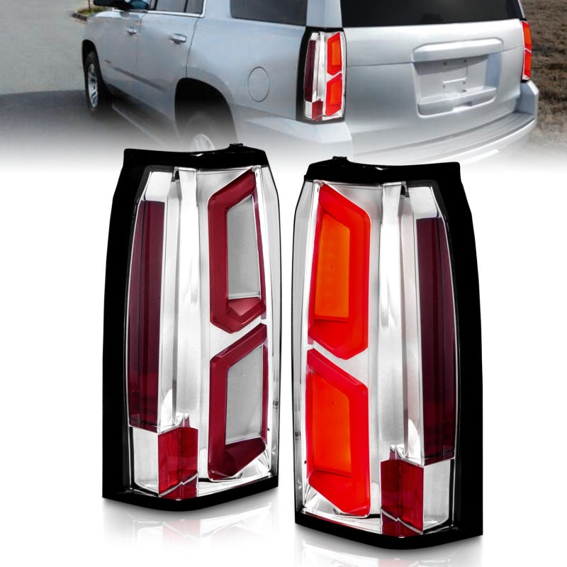 ANZO 2015-2020 Chevrolet Tahoe LED Tail Lights w/ Light Bar Chrome Housing Clear Lens ANZO 2015-2020 Chevrolet Tahoe LED Tail Lights w/ Light Bar Chrome Housing Clear Lens