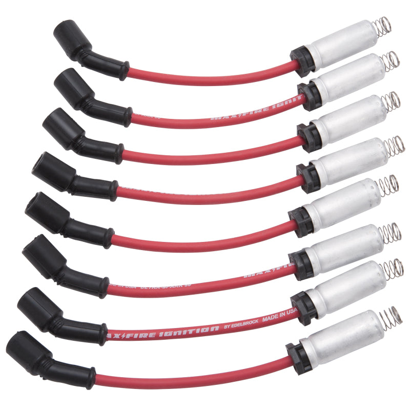 Edelbrock Spark Plug Wire Set LS Truck w/ Metal Sleeves 99-15 50 Ohm Resistance Red Wire (Set of 8) Edelbrock Spark Plug Wire Set LS Truck w/ Metal Sleeves 99-15 50 Ohm Resistance Red Wire (Set of 8)