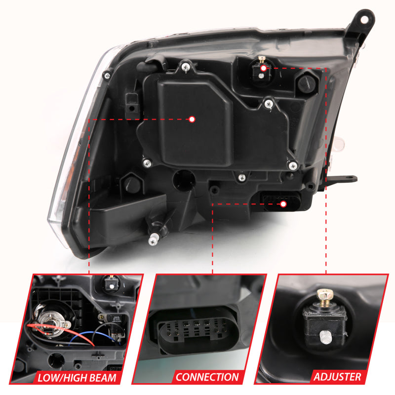 ANZO 2009-2018 Dodge Ram 1500 Projector Plank Style Switchback H.L Halo Black Amber (OE Style) ANZO 2009-2018 Dodge Ram 1500 Projector Plank Style Switchback H.L Halo Black Amber (OE Style)