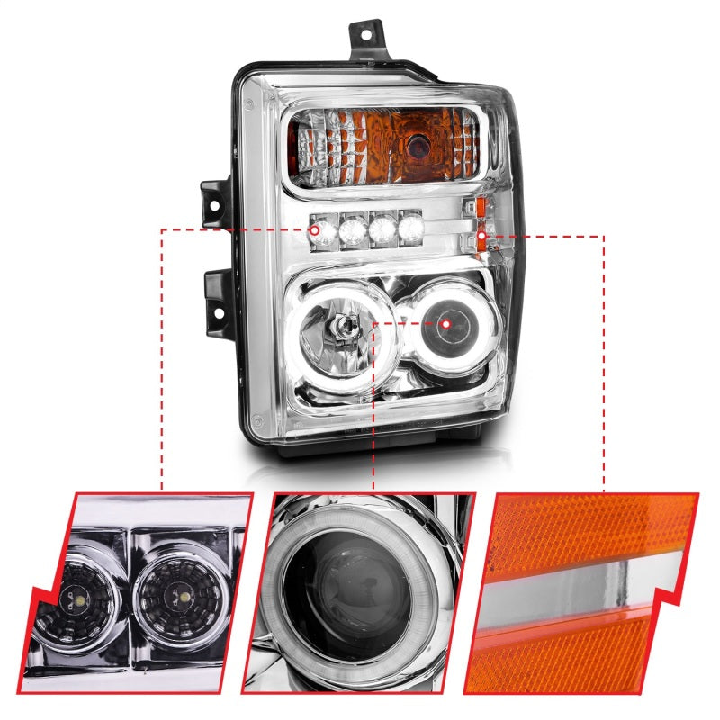 ANZO 2008-2010 Ford F-250 Projector Headlights w/ Halo Chrome (CCFL) ANZO 2008-2010 Ford F-250 Projector Headlights w/ Halo Chrome (CCFL)