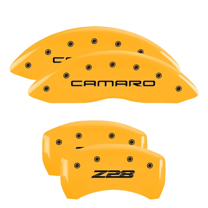 MGP 4 Caliper Covers Engraved Front Camaro Rear Z28 Yellow Finish Black Char 2000 Chevy Camaro MGP 4 Caliper Covers Engraved Front Camaro Rear Z28 Yellow Finish Black Char 2000 Chevy Camaro