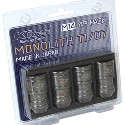 Project Kics 14 x 1.5 Glorious Black T1/07 Monolith Lug Nuts - 4 Pcs