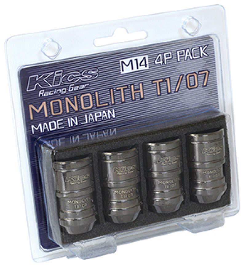 Project Kics 14 x 1.5 Glorious Black T1/07 Monolith Lug Nuts - 4 Pcs Project Kics 14 x 1.5 Glorious Black T1/07 Monolith Lug Nuts - 4 Pcs