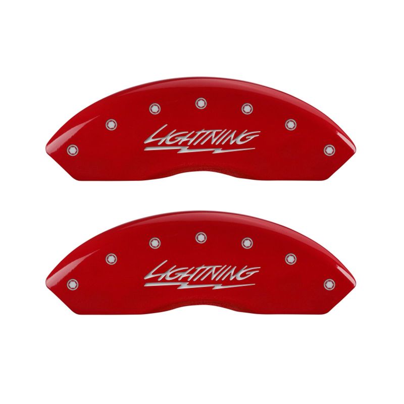 MGP 4 Caliper Covers Engraved Front & Rear Lightning Red finish silver ch MGP 4 Caliper Covers Engraved Front & Rear Lightning Red finish silver ch