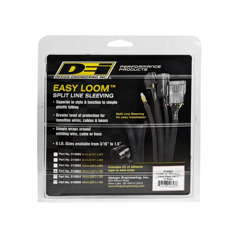 DEI Split Wire Sleeve Easy Loom 13mm-1/2in x 12 Black DEI Split Wire Sleeve Easy Loom 13mm-1/2in x 12 Black