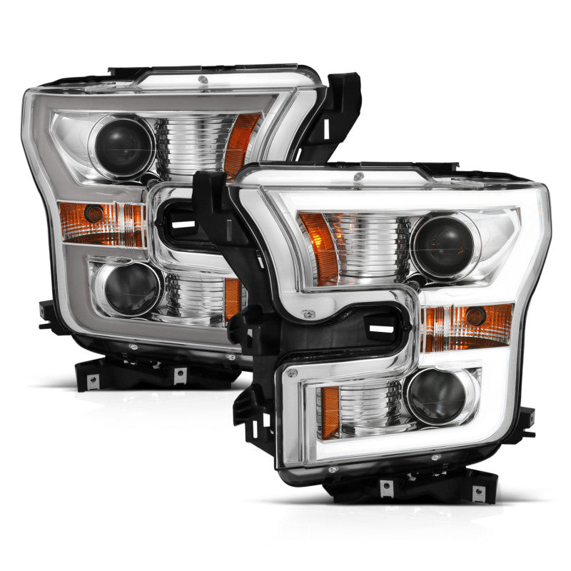 ANZO 2015-2017 Ford F-150 Projector Headlights w/ Plank Style Switchback Chrome w/ Amber ANZO 2015-2017 Ford F-150 Projector Headlights w/ Plank Style Switchback Chrome w/ Amber