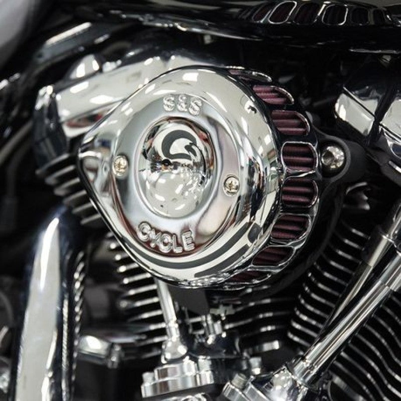 S&S Cycle 2017+ M8 Models Stealth Air Cleaner Kit w/ Chrome Mini Teardrop Cover S&S Cycle 2017+ M8 Models Stealth Air Cleaner Kit w/ Chrome Mini Teardrop Cover