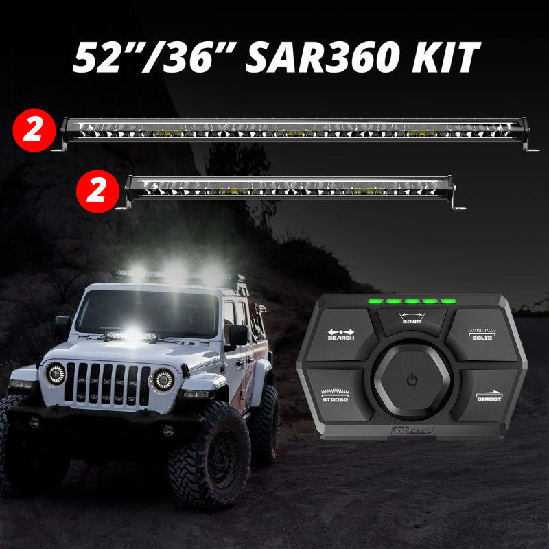 XK Glow SAR360 Light Bar Kit Emergency Search and Rescue Light System White (2)52In (2)36In XK Glow SAR360 Light Bar Kit Emergency Search and Rescue Light System White (2)52In (2)36In