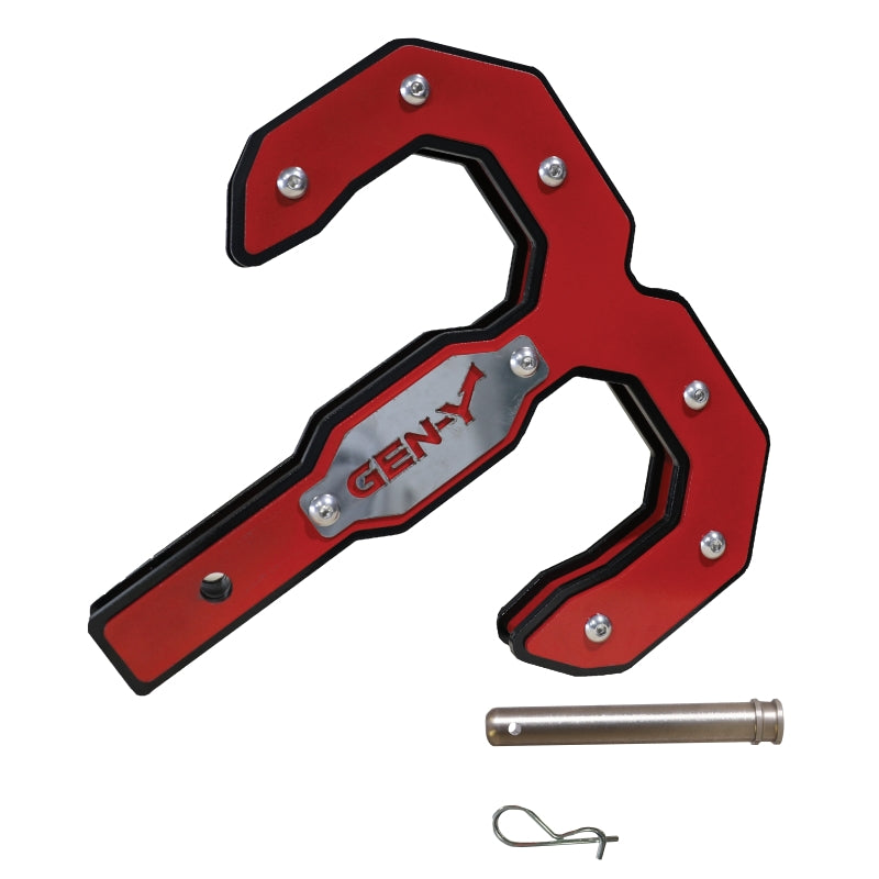 Gen-Y Hulk 2.5 21K Tow Hook 2.5in Shank w/GH-099 Pin/GH-011 Twist Clip - Black/Red Gen-Y Hulk 2.5 21K Tow Hook 2.5in Shank w/GH-099 Pin/GH-011 Twist Clip - Black/Red