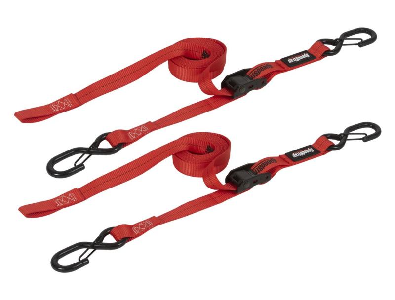 SpeedStrap 1In x 10Ft CAM-Lock Tie Down w/ Snap FtSFt Hooks (2 Pack) - Red SpeedStrap 1In x 10Ft CAM-Lock Tie Down w/ Snap FtSFt Hooks (2 Pack) - Red