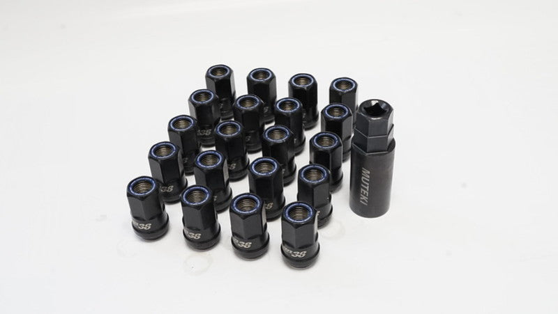 Wheel Mate Muteki HR38 Open End Lug Nuts 12x1.25 Titanium Chrome / Blue Ring Wheel Mate Muteki HR38 Open End Lug Nuts 12x1.25 Titanium Chrome / Blue Ring