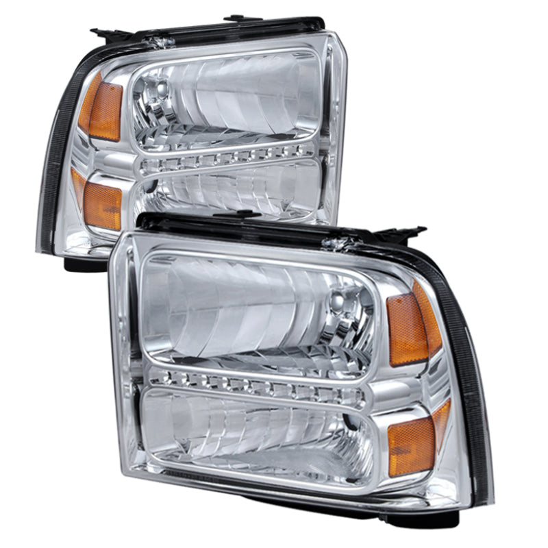 Xtune Ford F250/350/450 Super Duty 05-07 Crystal Headlights w/ LED Chrome HD-JH-FS05-LED-C Xtune Ford F250/350/450 Super Duty 05-07 Crystal Headlights w/ LED Chrome HD-JH-FS05-LED-C