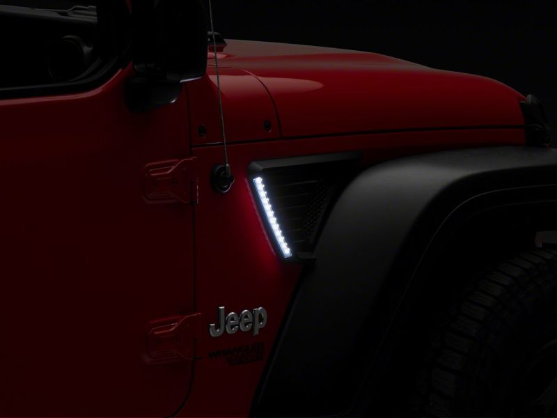 Raxiom 18-23 Jeep Wrangler JL LED Fender Vent Lighting w/ DRL and Turn Signal Raxiom 18-23 Jeep Wrangler JL LED Fender Vent Lighting w/ DRL and Turn Signal