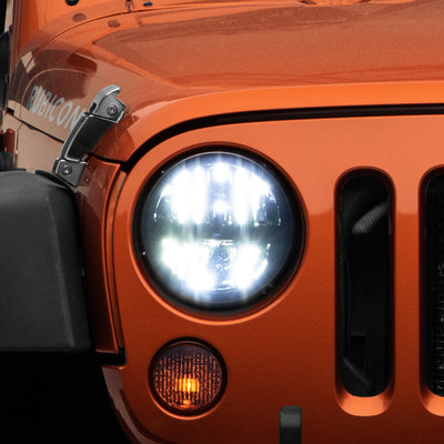 Raxiom 97-18 Jeep Wrangler TJ/JK Axial Series LED Headlights- Black Housing (Clear Lens)