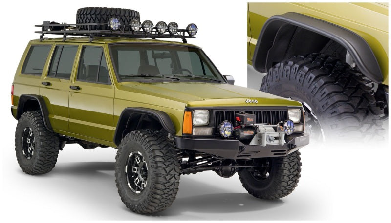 Bushwacker 84-01 Jeep Cherokee Flat Style Flares 4pc - Black Bushwacker 84-01 Jeep Cherokee Flat Style Flares 4pc - Black