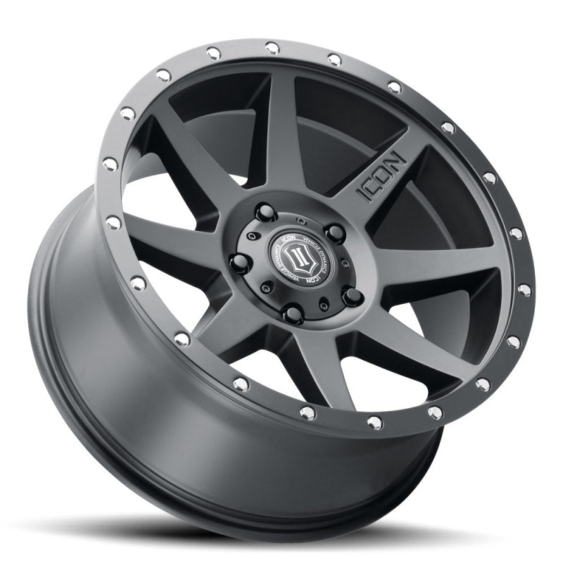 ICON Rebound 20x9 -12mm Offset 5x5 BP 4.5in BS 71.5mm Bore Satin Black Wheel ICON Rebound 20x9 -12mm Offset 5x5 BP 4.5in BS 71.5mm Bore Satin Black Wheel