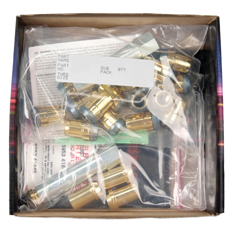 McGard SplineDrive Tuner 4 Lug Install Kit w/Locks & Tool (Cone) M12X1.25 / 13/16 Hex - Gold McGard SplineDrive Tuner 4 Lug Install Kit w/Locks & Tool (Cone) M12X1.25 / 13/16 Hex - Gold