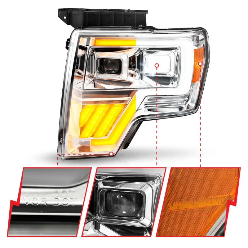 ANZO 09-14 Ford F-150 Full LED Proj Headlights w/Initiation Feature - Chrome ANZO 09-14 Ford F-150 Full LED Proj Headlights w/Initiation Feature - Chrome