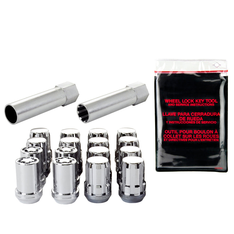 McGard SplineDrive Tuner 4 Lug Install Kit w/Locks & Tool (Cone) M12X1.25 / 13/16 Hex - Chrome McGard SplineDrive Tuner 4 Lug Install Kit w/Locks & Tool (Cone) M12X1.25 / 13/16 Hex - Chrome