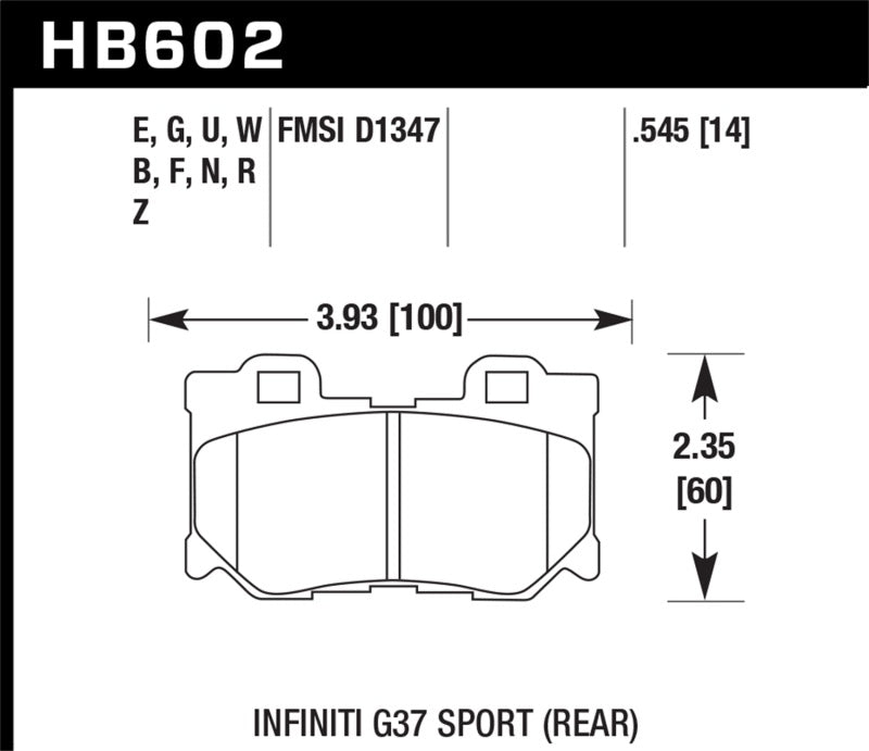 Hawk Infiniti G37 Sport Performance Ceramic Street Rear Brake Pads Hawk Infiniti G37 Sport Performance Ceramic Street Rear Brake Pads