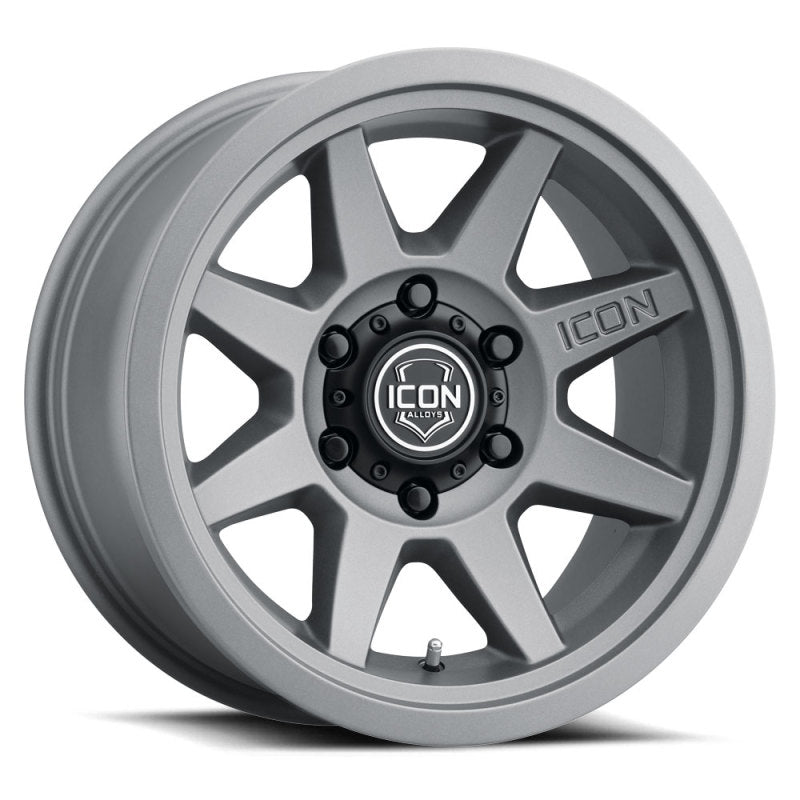ICON Rebound 17x8.5 6x5.5 0mm Offset 4.75in BS 106.1mm Bore Charcoal Wheel ICON Rebound 17x8.5 6x5.5 0mm Offset 4.75in BS 106.1mm Bore Charcoal Wheel