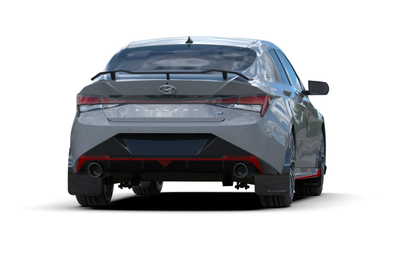 Rally Armor 22-23 Hyundai Elantra N & N Line Black UR Mud Flap w/White Logo Rally Armor 22-23 Hyundai Elantra N & N Line Black UR Mud Flap w/White Logo