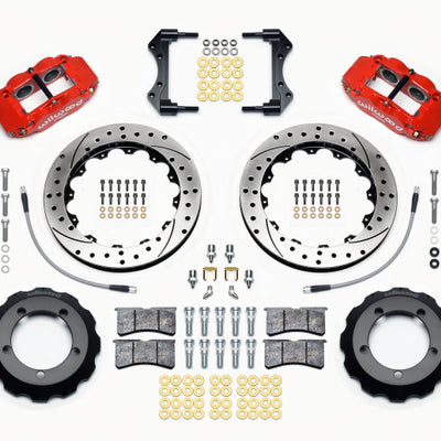 Wilwood Narrow Superlite 4R Front Hat Kit 12.88in Drill Red 76-77 Ford Bronco Dana 44 w/Lines