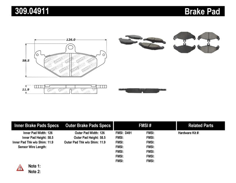 StopTech Performance 05-06 Lotus Exige Rear Brake Pads StopTech Performance 05-06 Lotus Exige Rear Brake Pads