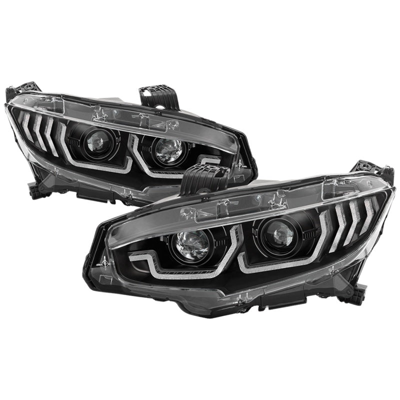 Spyder 16-18 Honda Civic 4Dr w/LED Seq Turn Sig Lights Proj Headlight - Black - PRO-YD-HC16-SEQ-BK Spyder 16-18 Honda Civic 4Dr w/LED Seq Turn Sig Lights Proj Headlight - Black - PRO-YD-HC16-SEQ-BK