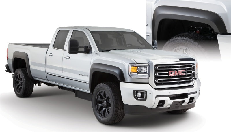Bushwacker 15-18 GMC Sierra 2500 HD Extend-A-Fender Style Flares 4pc 78.8/97.6in Bed - Black Bushwacker 15-18 GMC Sierra 2500 HD Extend-A-Fender Style Flares 4pc 78.8/97.6in Bed - Black