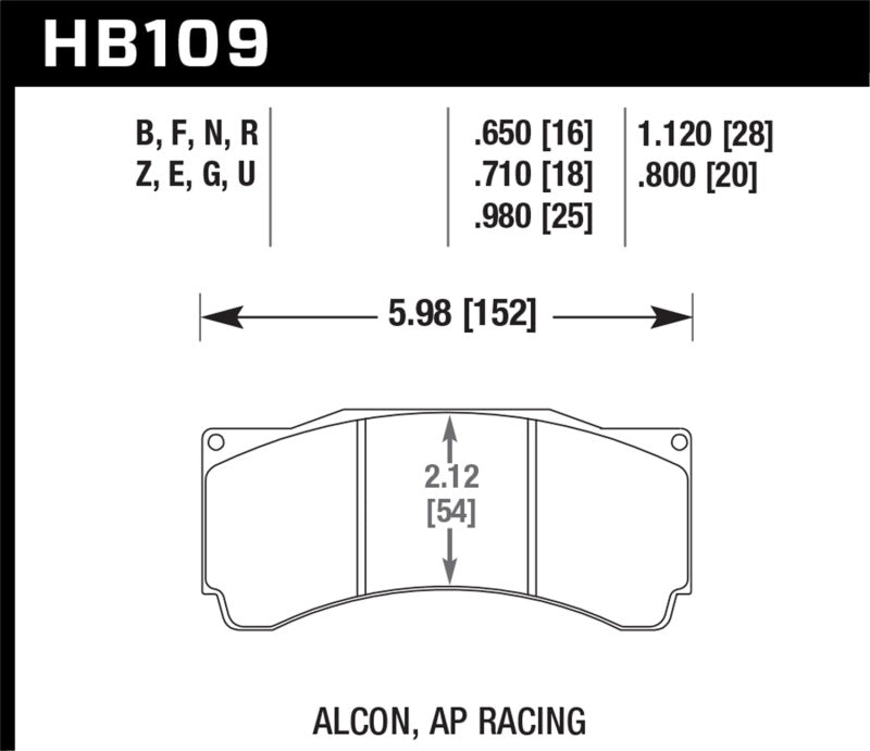 Hawk DTC-80 AP Racing 25mm Race Brake Pads Hawk DTC-80 AP Racing 25mm Race Brake Pads