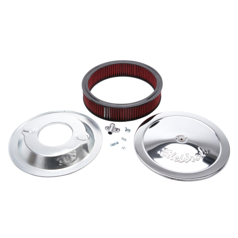 Edelbrock Air Cleaner Pro-Flo Series Round 14 In Diameter Cloth Element 3/8In Dropped Base Chrome Edelbrock Air Cleaner Pro-Flo Series Round 14 In Diameter Cloth Element 3/8In Dropped Base Chrome
