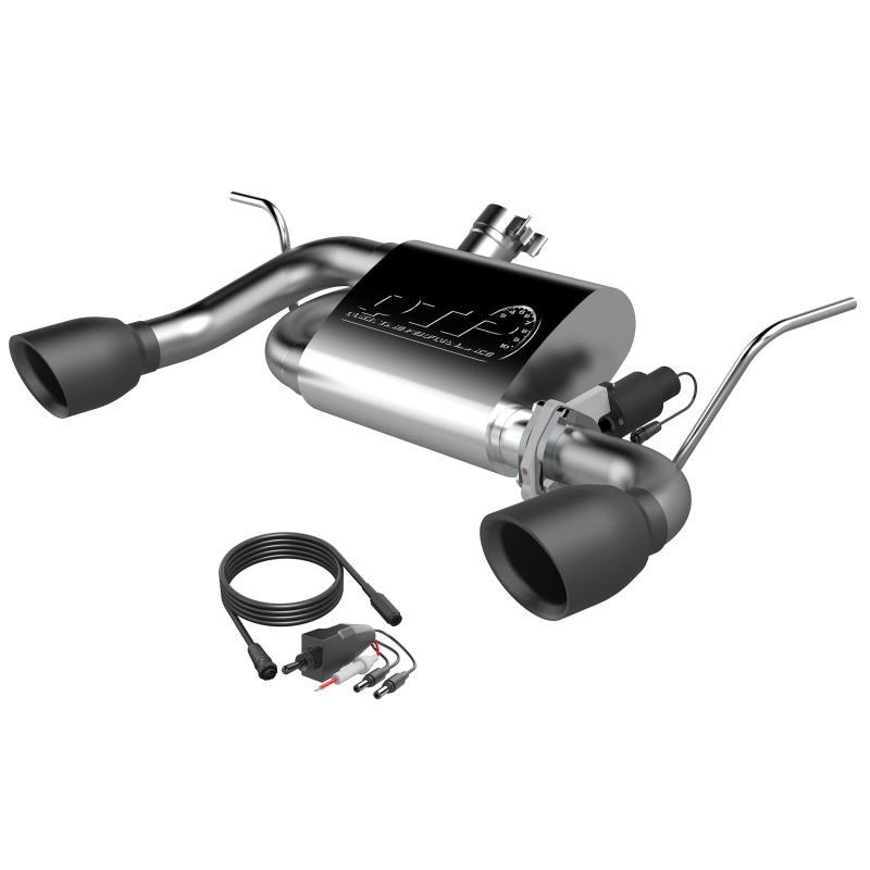 QTP 07-18 Jeep Wrangler 3.6L/3.8L 304SS Screamer Axle Back Exhaust w/4in Black Tips QTP 07-18 Jeep Wrangler 3.6L/3.8L 304SS Screamer Axle Back Exhaust w/4in Black Tips