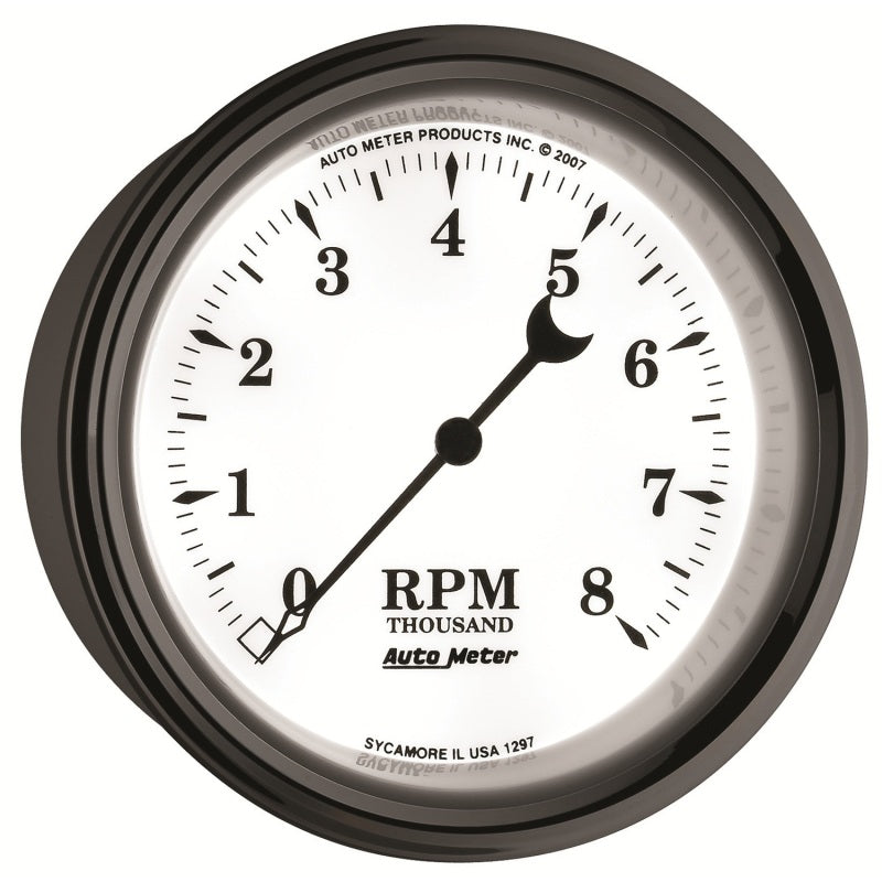 AutoMeter Gauge Tachometer 3-3/8in. 8K RPM In-Dash Old Tyme White II AutoMeter Gauge Tachometer 3-3/8in. 8K RPM In-Dash Old Tyme White II