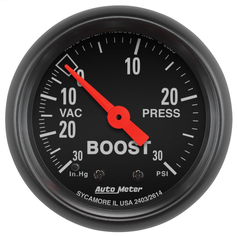 Autometer Z Series 52mm 30 In Hg.-Vac. / 30 PSI Boost / Vacuum Gauge Autometer Z Series 52mm 30 In Hg.-Vac. / 30 PSI Boost / Vacuum Gauge