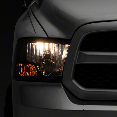 Raxiom 09-18 Dodge RAM 1500 Axial OEM Rep Headlights w/ Single Bulb- Chrome Housing (Smoked Lens)