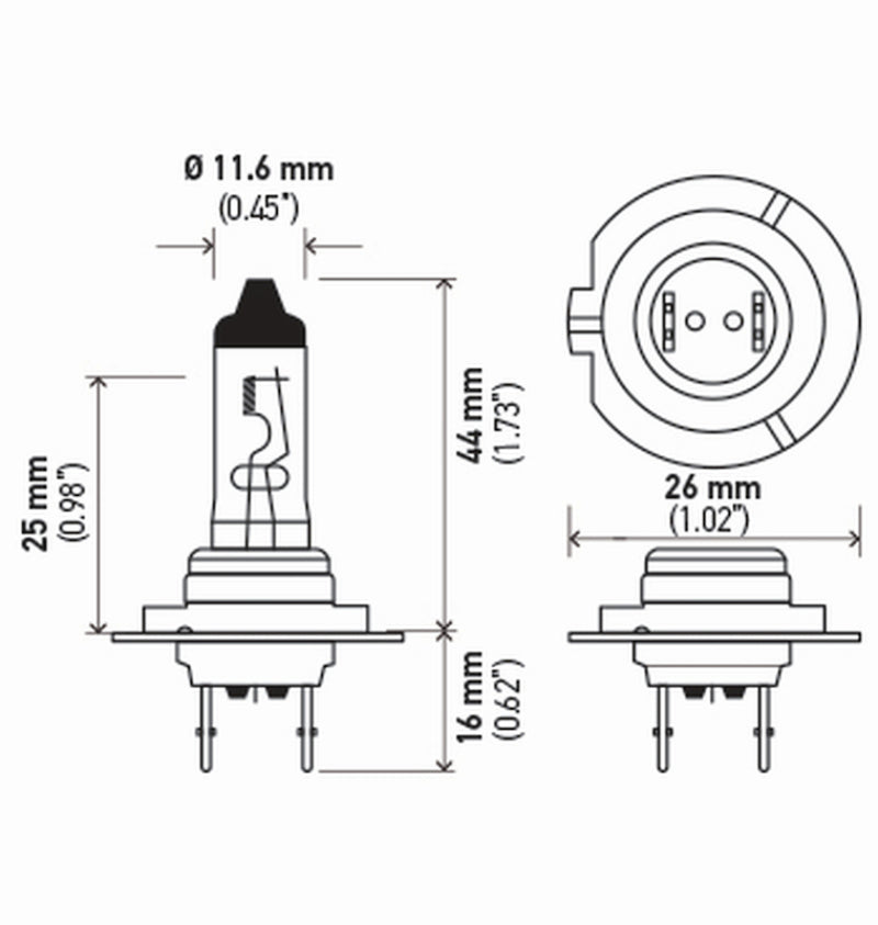 Hella High Wattage Bulb H7 12V 100W PX26d T4.6 (Pair) Hella High Wattage Bulb H7 12V 100W PX26d T4.6 (Pair)