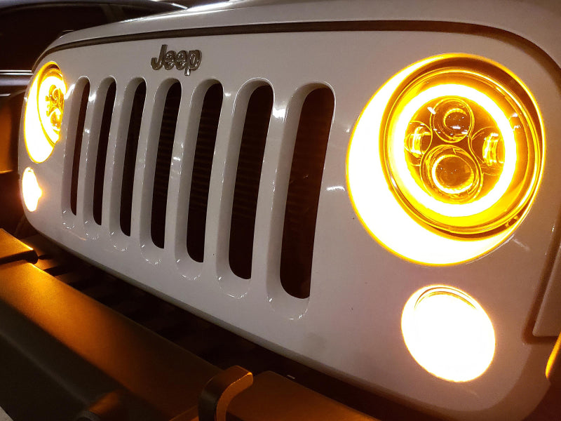 Raxiom 97-18 Jeep Wrangler TJ/JK Axial Halo Headlights w/ DRL Amber Signals- Blk Hsng (Clear Lens) Raxiom 97-18 Jeep Wrangler TJ/JK Axial Halo Headlights w/ DRL Amber Signals- Blk Hsng (Clear Lens)