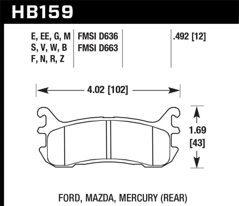 Hawk 03-05 Mazda Miata Rear ER-1 Brake Pad Set Hawk 03-05 Mazda Miata Rear ER-1 Brake Pad Set