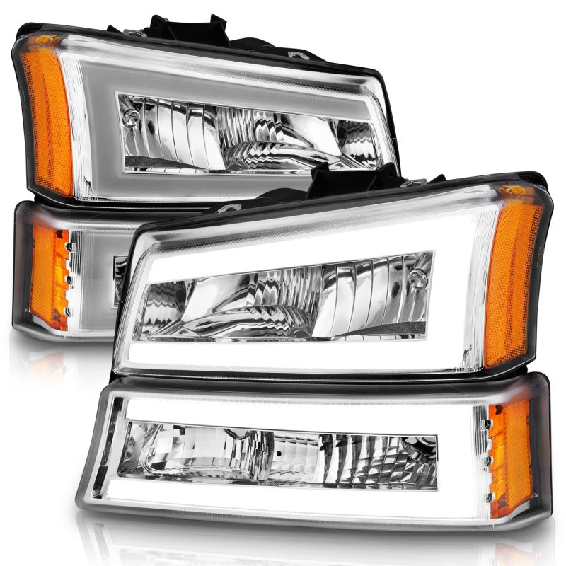 ANZO 2003-2006 Chevrolet Silverado 1500 Crystal Headlights w/ Light Bar Chrome Housing ANZO 2003-2006 Chevrolet Silverado 1500 Crystal Headlights w/ Light Bar Chrome Housing