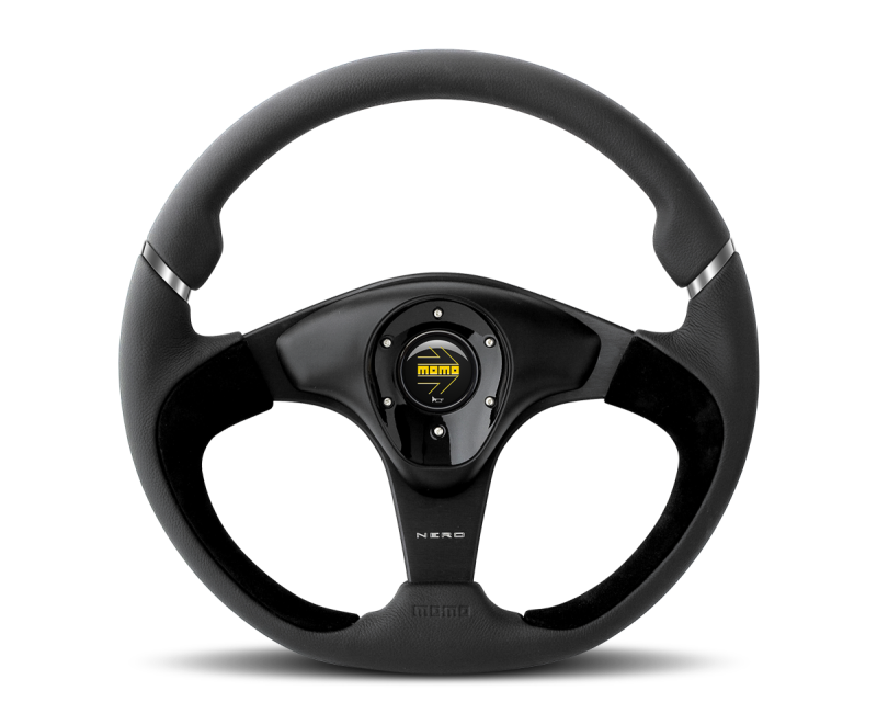 Momo Nero Steering Wheel 350 mm - Black Leather/Suede/Black Spokes Momo Nero Steering Wheel 350 mm - Black Leather/Suede/Black Spokes
