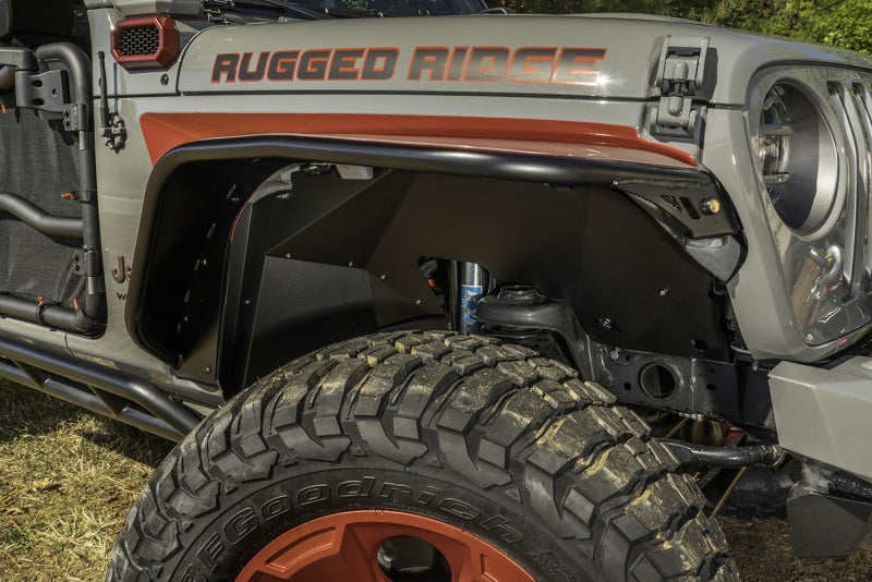 Rugged Ridge Inner Fender Liners Frnt Aluminum Black 18-20 Jeep Wrangler JL Rugged Ridge Inner Fender Liners Frnt Aluminum Black 18-20 Jeep Wrangler JL